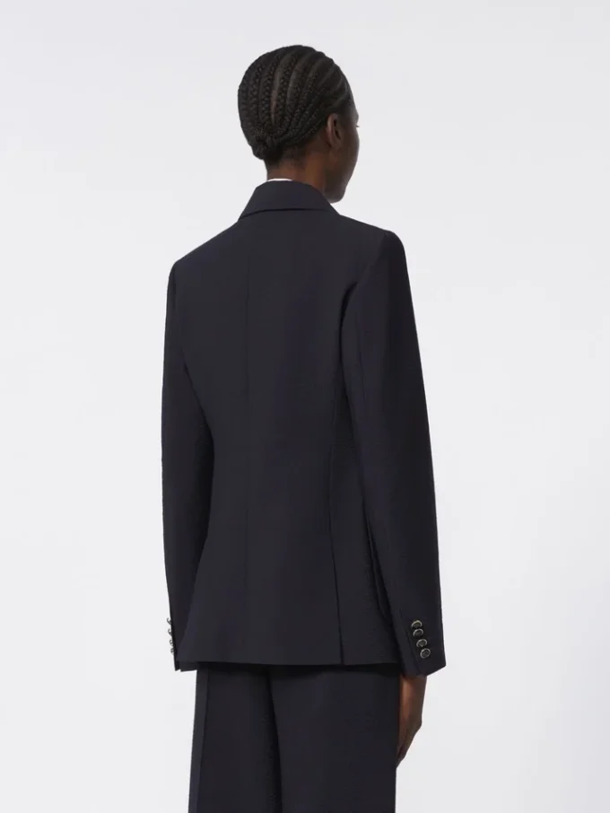 Wool-blend seersucker blazer, ultramarine