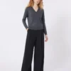 Wool-blend trousers, black