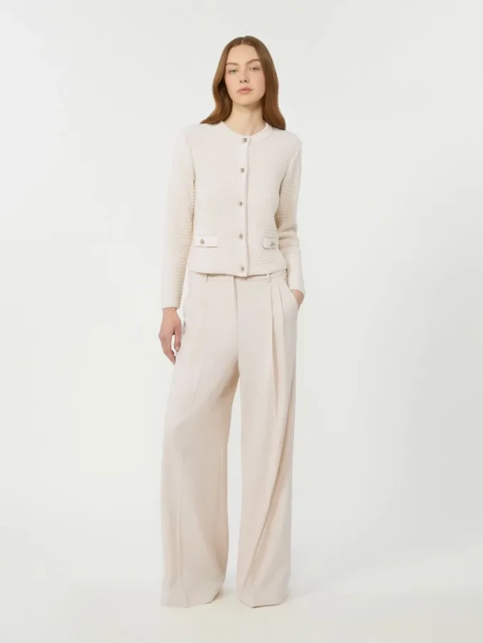 Wool-blend trousers, ivory