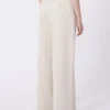 Wool-blend trousers, ivory
