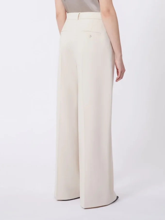 Wool-blend trousers, ivory