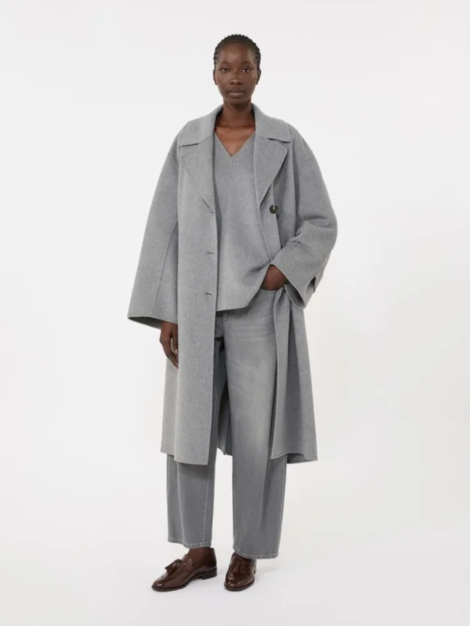 Wool broadcloth blouse, medium grey