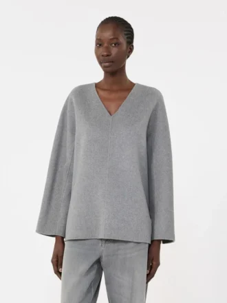 Wool broadcloth blouse, medium grey