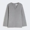 Wool broadcloth blouse, medium grey