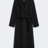 Wool broadcloth midi coat, black