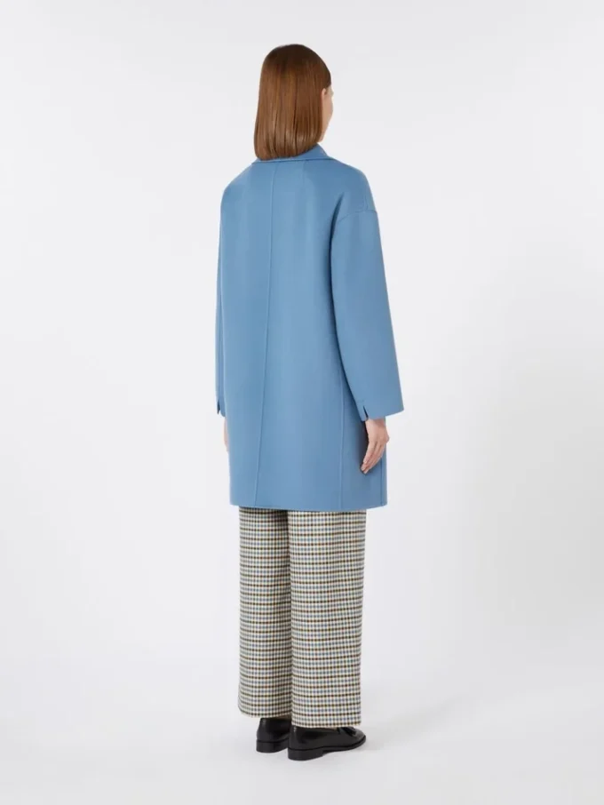 Wool broadcloth midi coat, light blue