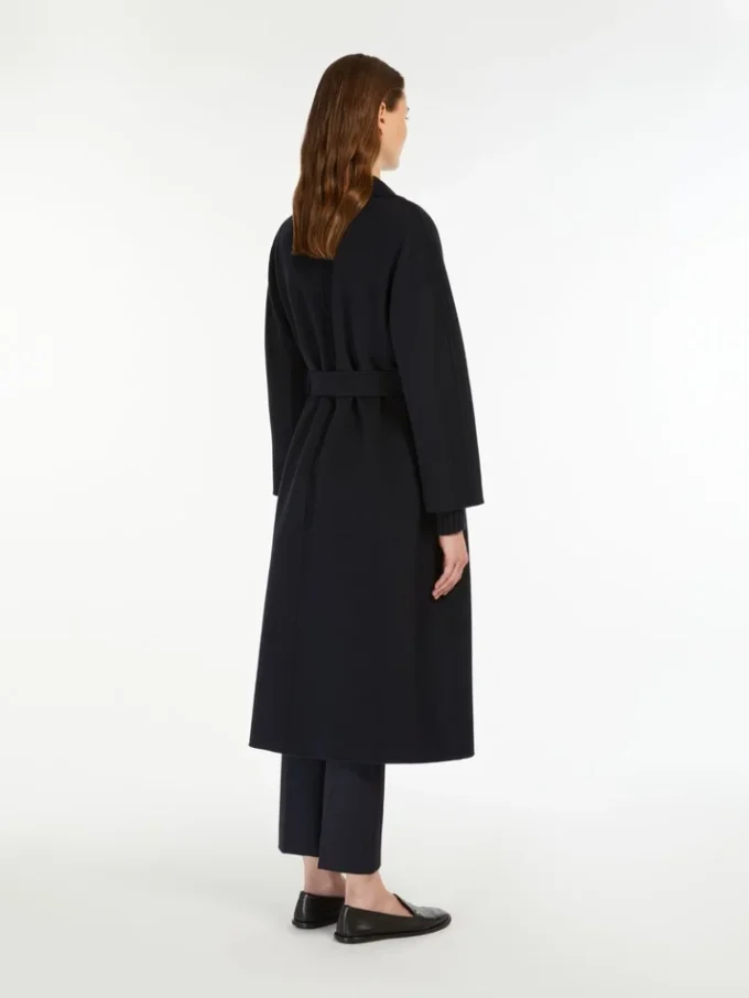 Wool broadcloth midi coat, midnightblue