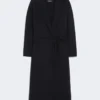 Wool broadcloth midi coat, midnightblue