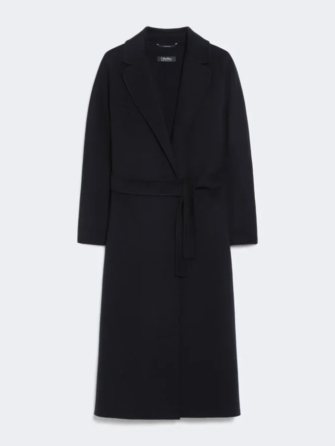 Wool broadcloth midi coat, midnightblue