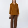 Wool broadcloth pea coat, mustard