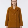 Wool broadcloth pea coat, mustard