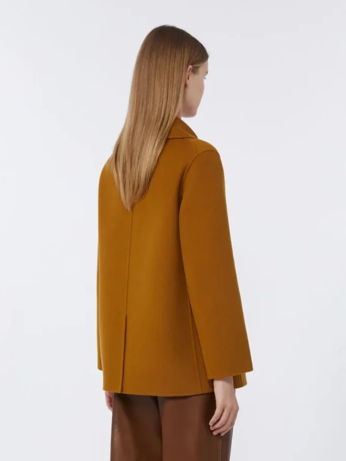 Wool broadcloth pea coat, mustard