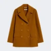 Wool broadcloth pea coat, mustard