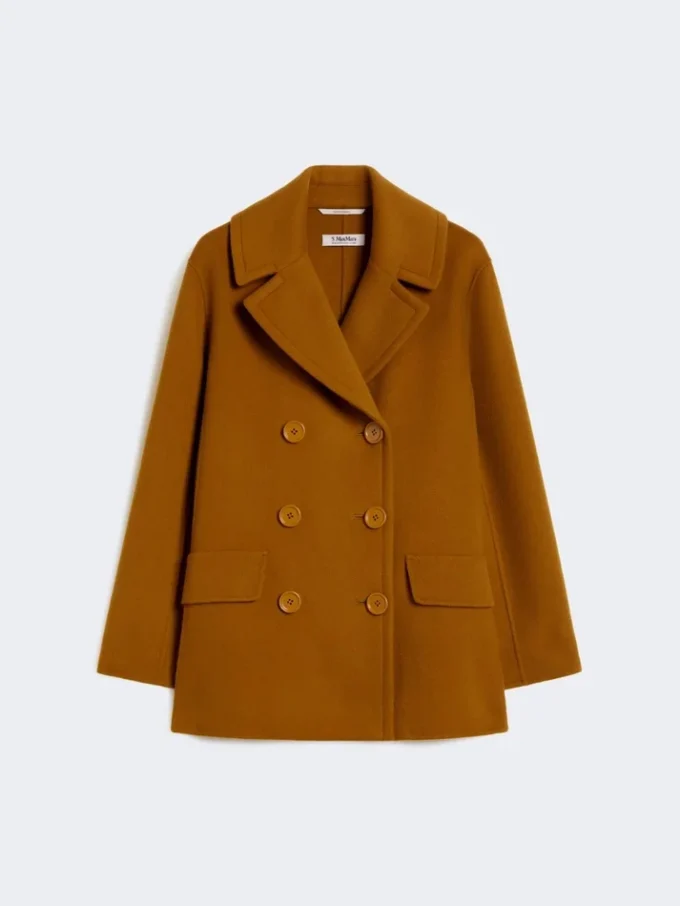 Wool broadcloth pea coat, mustard