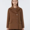 Wool broadcloth pea coat, tobacco