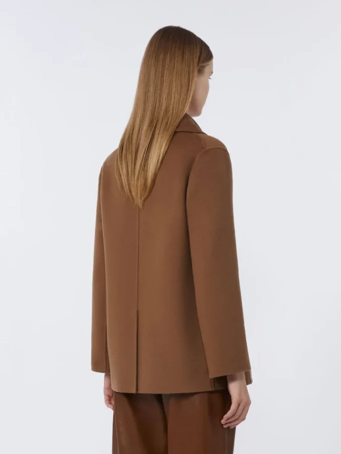 Wool broadcloth pea coat, tobacco