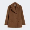 Wool broadcloth pea coat, tobacco