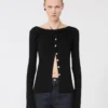 Wool cardigan with chain, black