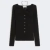 Wool cardigan with chain, black