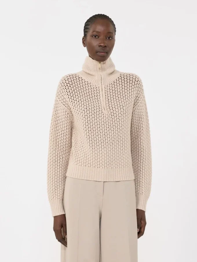 Wool, cashmere and lurex sweater, albino