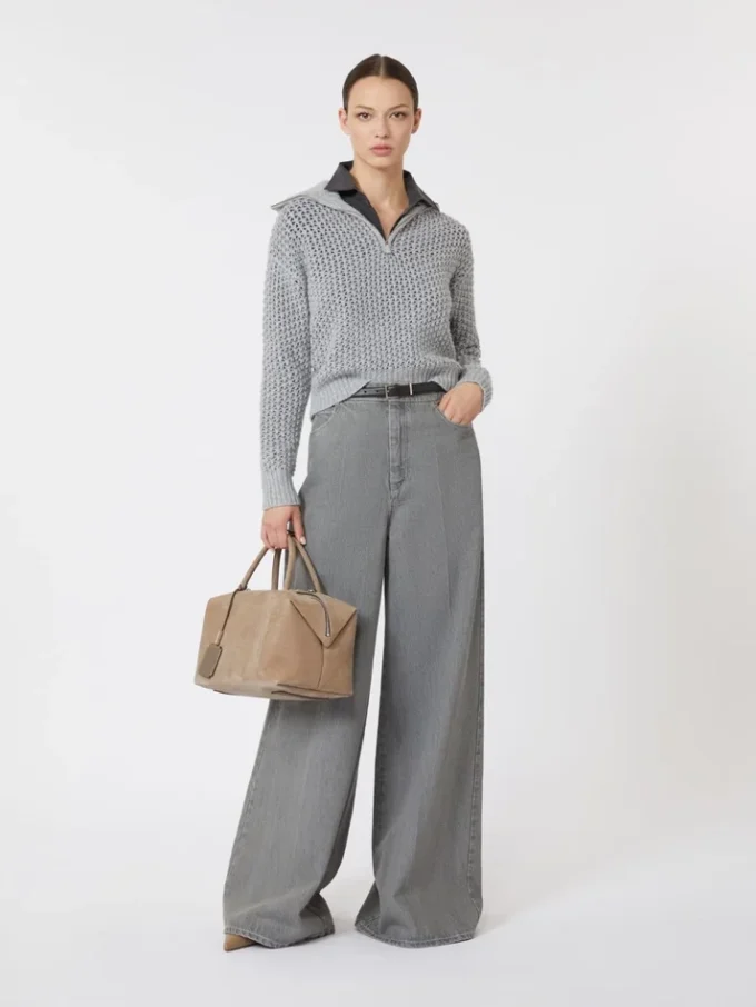 Wool, cashmere and lurex sweater, light grey Wool, cashmere and lurex sweater, light grey