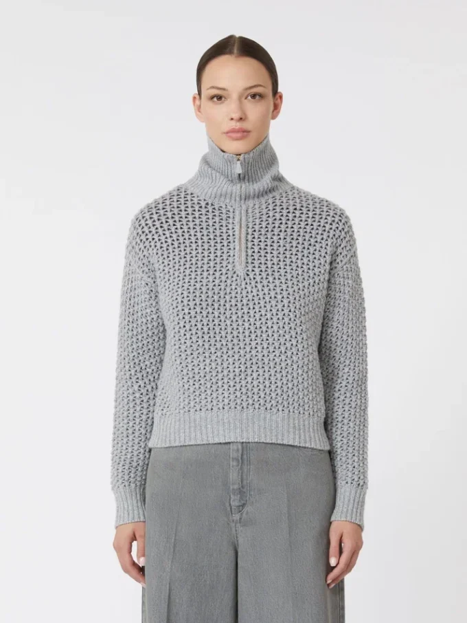 Wool, cashmere and lurex sweater, light grey Wool, cashmere and lurex sweater, light grey