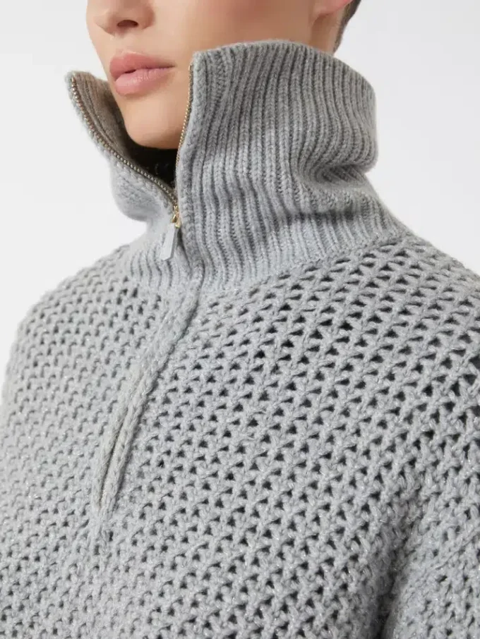 Wool, cashmere and lurex sweater, light grey Wool, cashmere and lurex sweater, light grey