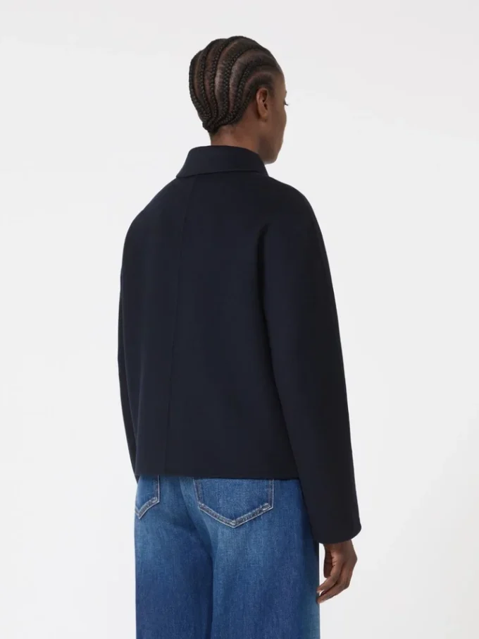 Wool, cashmere and silk boxy jacket, navy