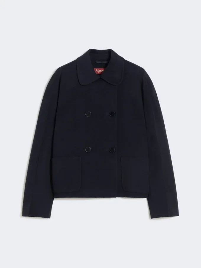 Wool, cashmere and silk boxy jacket, navy