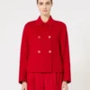 Wool, cashmere and silk boxy jacket, red