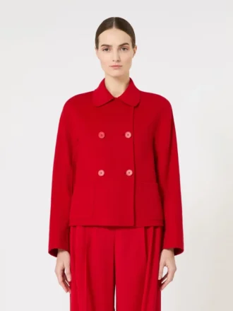 Wool, cashmere and silk boxy jacket, red