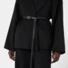 Wool, cashmere and silk robe coat, black