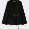 Wool, cashmere and silk robe coat, black
