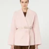 Wool, cashmere and silk robe coat, pink