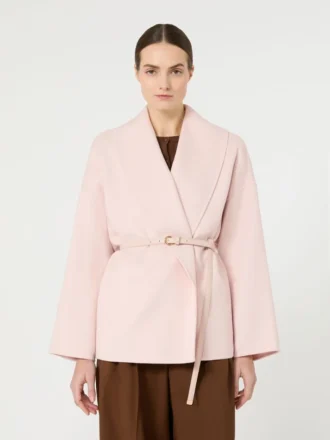 Wool, cashmere and silk robe coat, pink