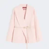 Wool, cashmere and silk robe coat, pink