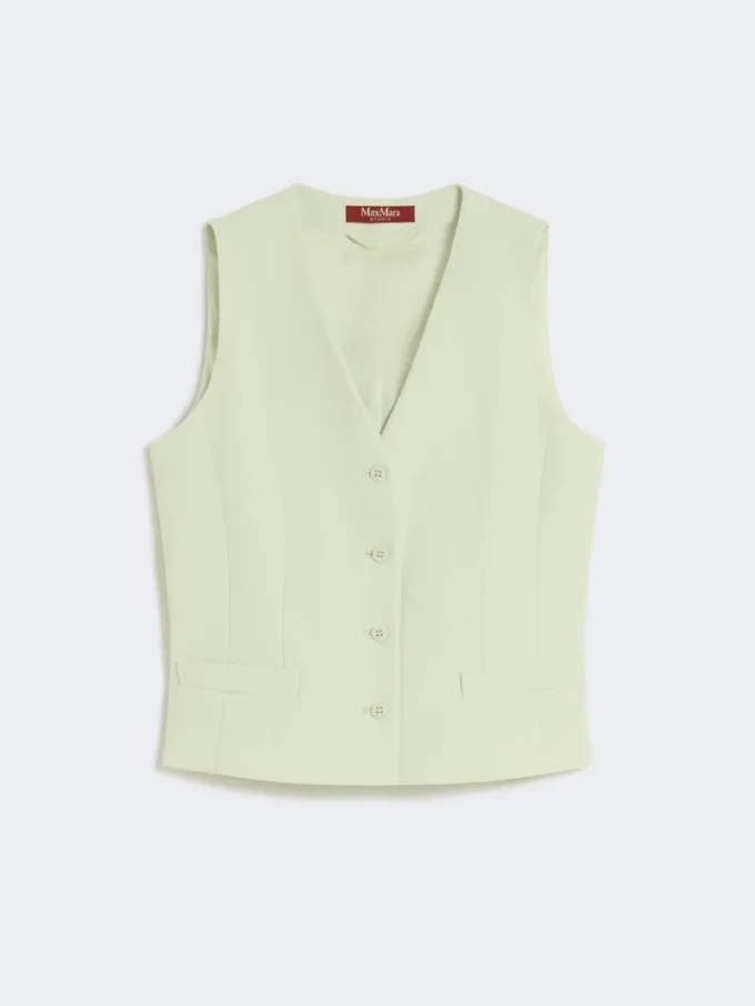 Wool crepe gilet, green