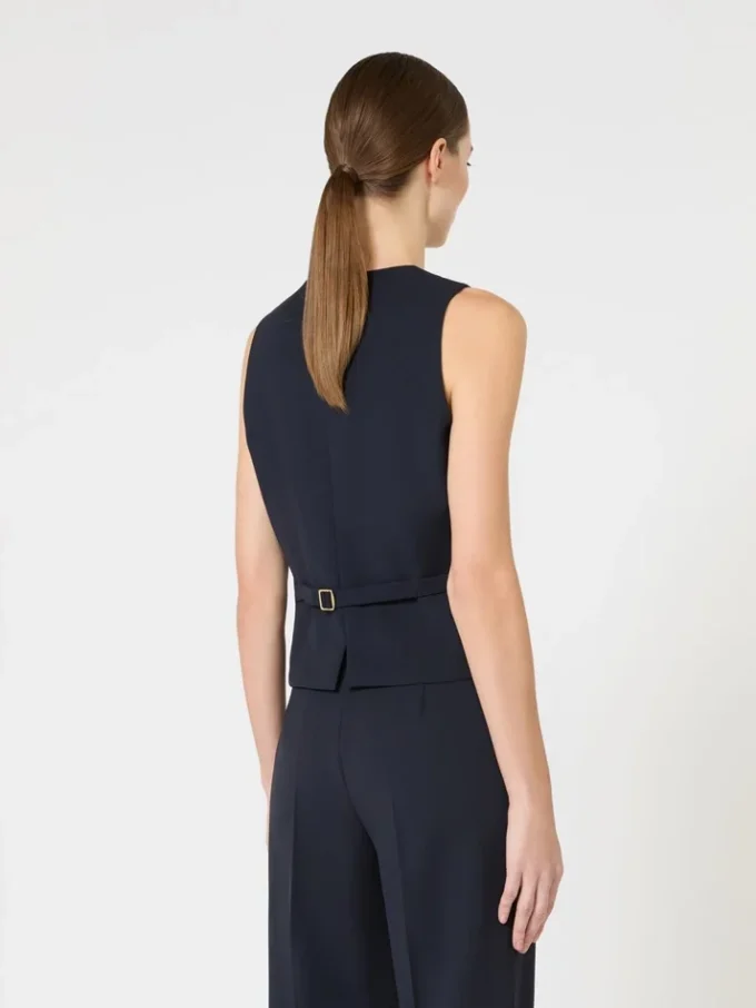 Wool crepe gilet, navy