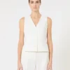 Wool crepe gilet, white