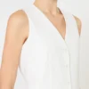 Wool crepe gilet, white