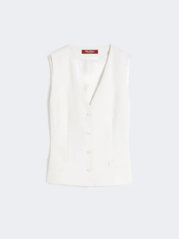 Wool crepe gilet, white