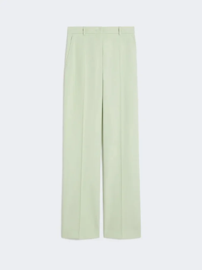Wool crepe trousers, green