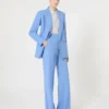 Wool crepe trousers, light blue