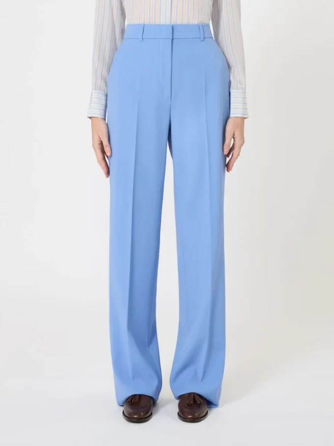 Wool crepe trousers, light blue