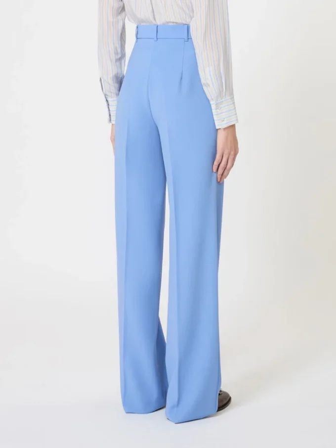 Wool crepe trousers, light blue