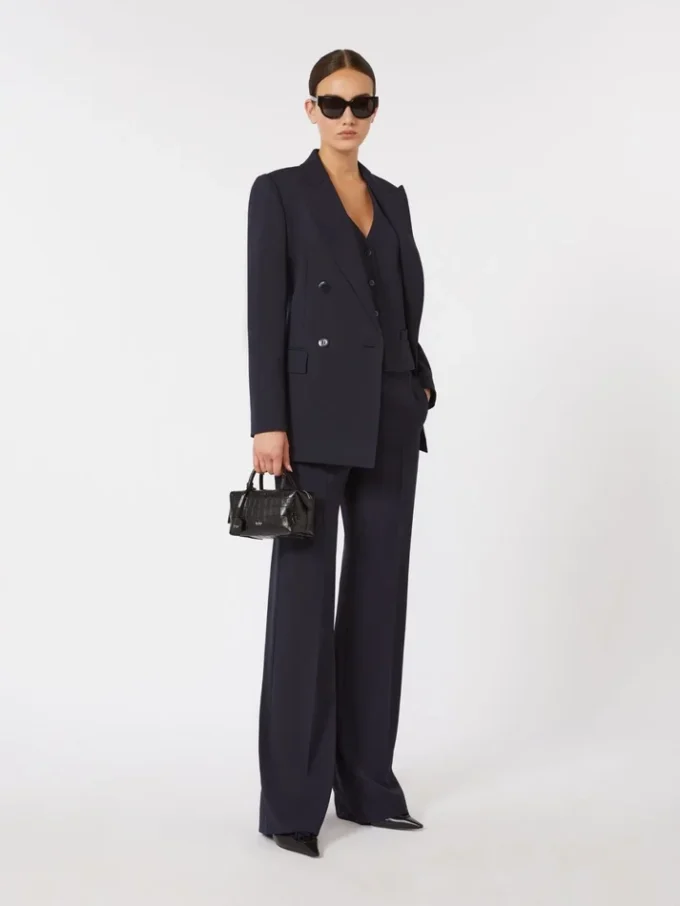 Wool crepe trousers, navy