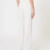 Wool crepe trousers, white