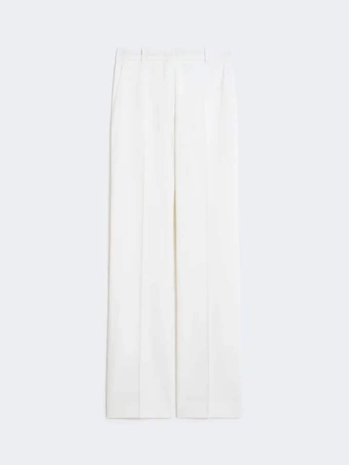 Wool crepe trousers, white