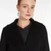 Wool drap wrap coat, black