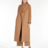 Wool drap wrap coat, camel